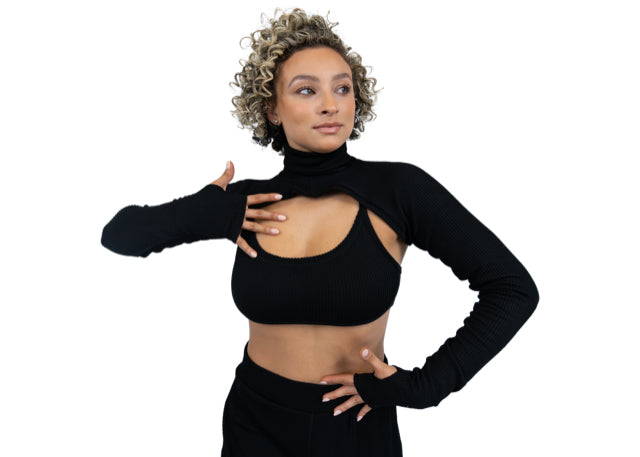RIB KNIT TURTLENECK SHRUG