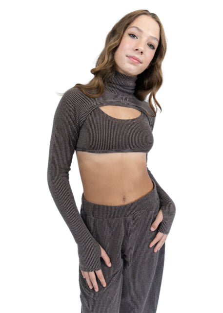 RIB KNIT TURTLENECK SHRUG